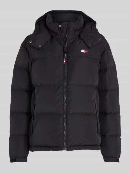 Kurtka pikowana o kroju regular fit z odpinanym kapturem Tommy Jeans czarna