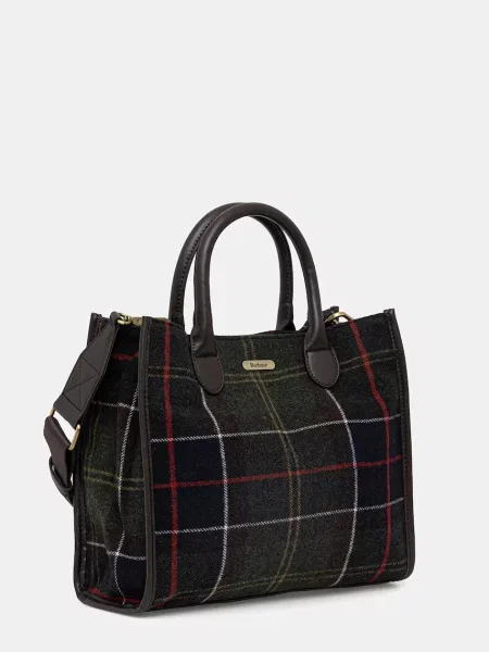 Barbour geantă de mână cu amestec de lână verde