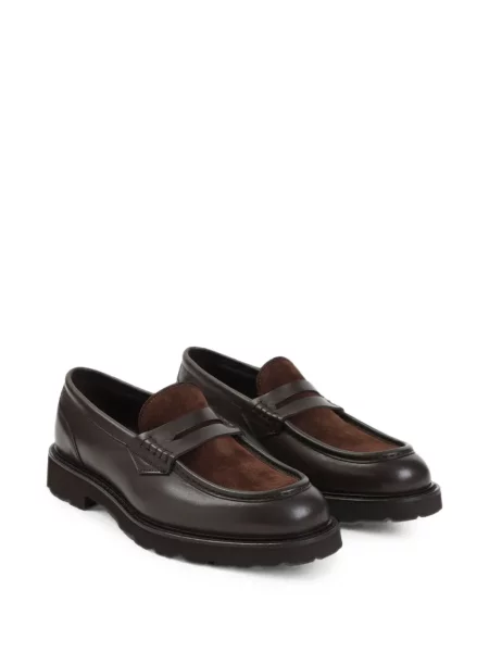 Pantofi loafer Canali din piele de căprioară chunky maro