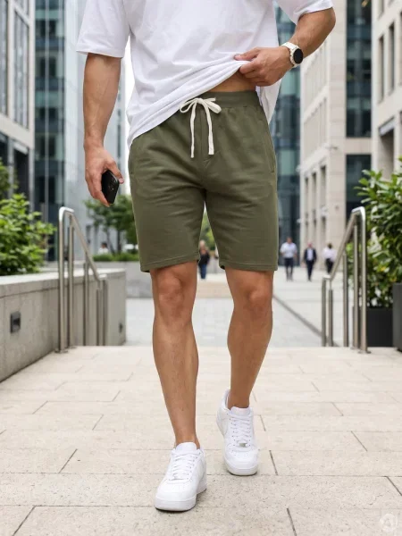 Spodenki dresowe ze sznurkiem khaki Dstreet