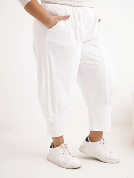 Pantaloni Kesi Włoski cu talie joasă alb