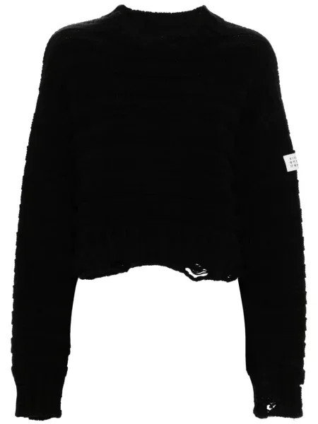 Pulover Mm6 Maison Margiela zdrențuiți chunky negru