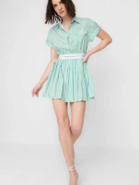 Obleka Trendyol poplin bela