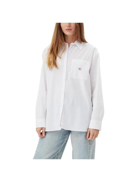 Poplínová košile Calvin Klein Jeans bílá
