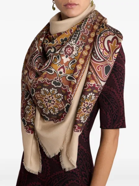 Fular Etro cu model floral din jacard