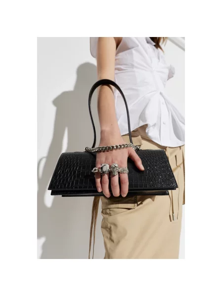 Top Alexander Mcqueen skórzany czarny