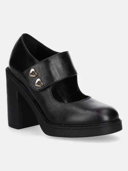 Love Moschino pantofi de piele cu drept negru