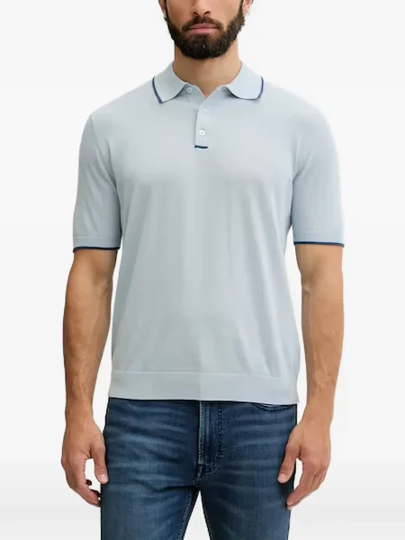 Tricou polo Benetton tricotate albastru