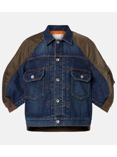 Geacă de blugi Sacai din țesătură twill albastru