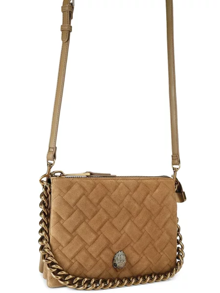Kurt Geiger London crossbody torbica usnjena KENSINGTON rjava