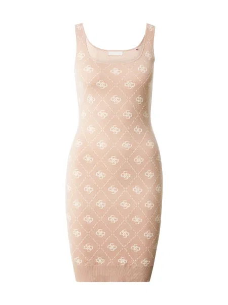 GUESS Obleka SARAH slonovina / svetlo rjava