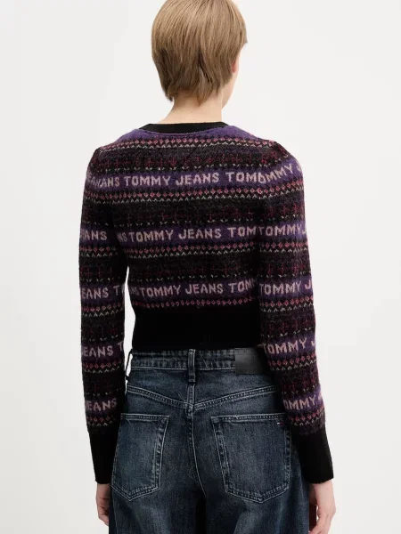 Tommy Jeans cardigan din amestec de lână negru