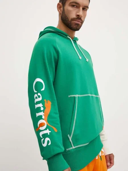 Pulover Puma PUMA X CARROTS Graphic Hoodie TR s kapuco zelena