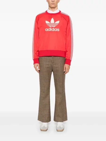 Hanorac din fleece Adidas cu glugă roșu