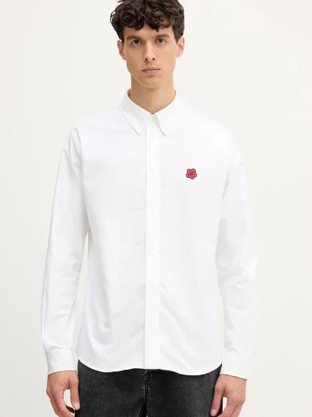 Kenzo cămașă din cu guler clasic regular alb
