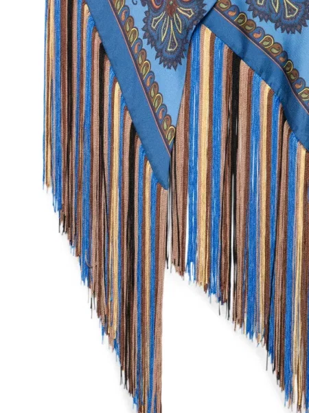 Κασκόλ Etro με κρόσσια paisley μπλε