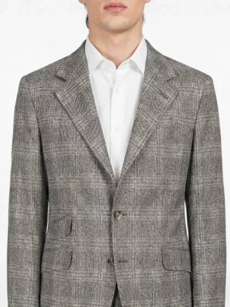 Costum Brunello Cucinelli în carouri gri