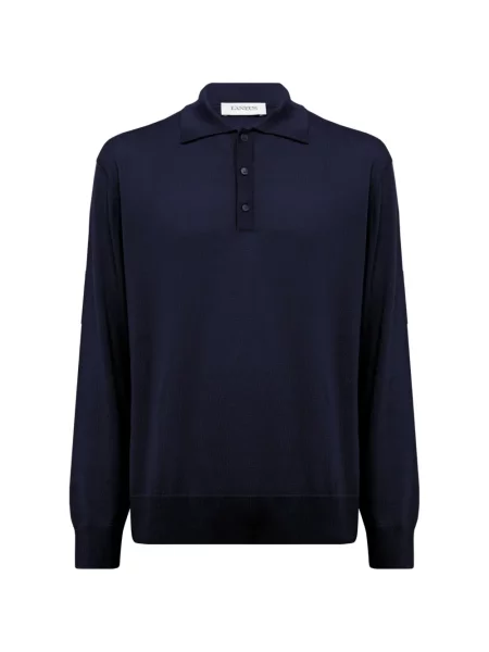 Lung tricou polo Laneus albastru