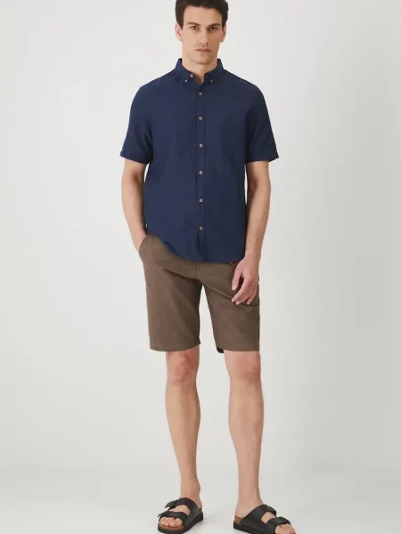 Льняные меланжевые шорты Medicine коричневые