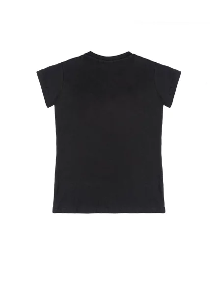 Koszulka dziewczęca Leone Apparel z krótkim rękawem z brokatem złoty detal czarna