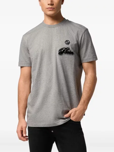 Tricou Philipp Plein cu broderie gri