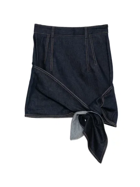 Spódnica jeansowa Monse z kokardką wiązana niebieska