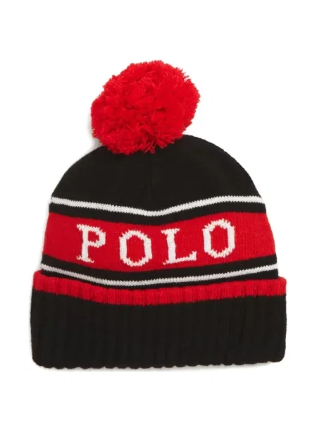 Beanie Polo Ralph Lauren cu dungi roșu