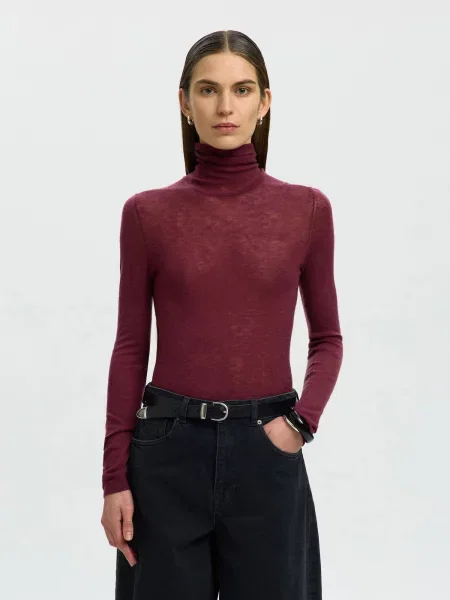 SELECTED Pulover VENDY carmin roșu