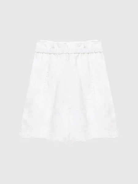 Шорти з льону з мереживом Twinset білі