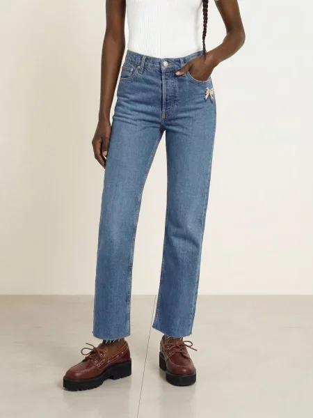 Maje Jeansy Straight blau niebieskie