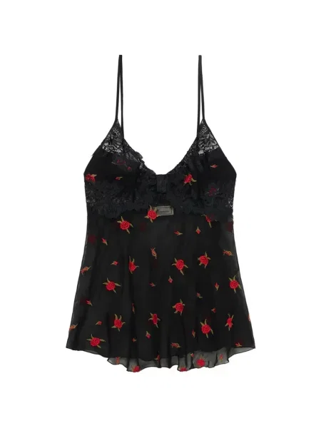 Top Blumarine cu broderie din dantelă negru