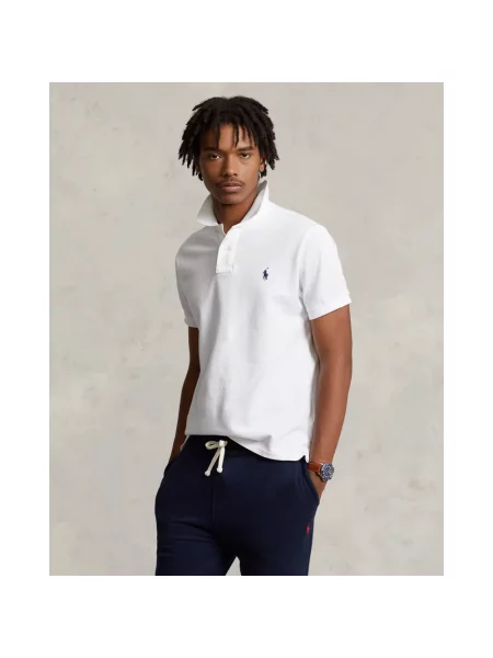 Długa koszulka Polo Ralph Lauren z siateczką z długim rękawem biała