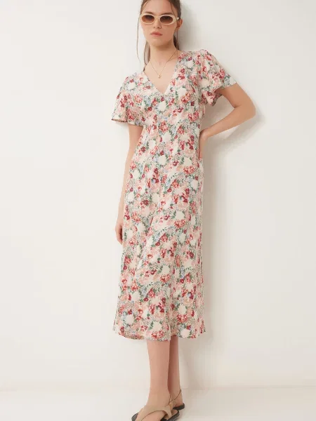 Happiness İstanbul Rochie deschis / verde / portocaliu piersică / roșu bej