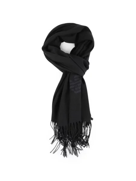 Fular Emporio Armani cu franjuri negru