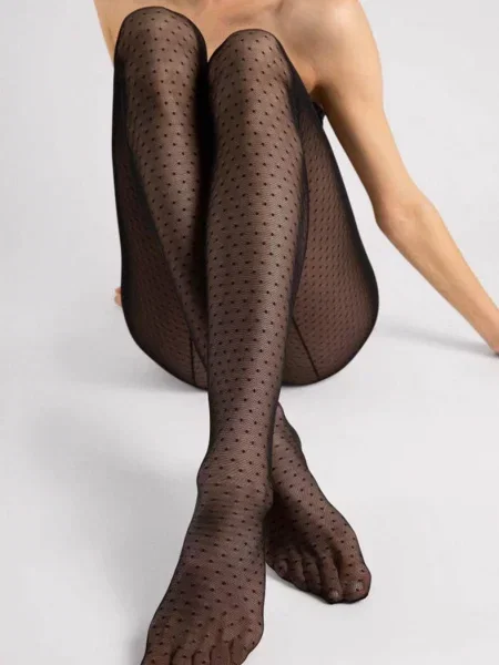 Колготы Fiore в горошек черные