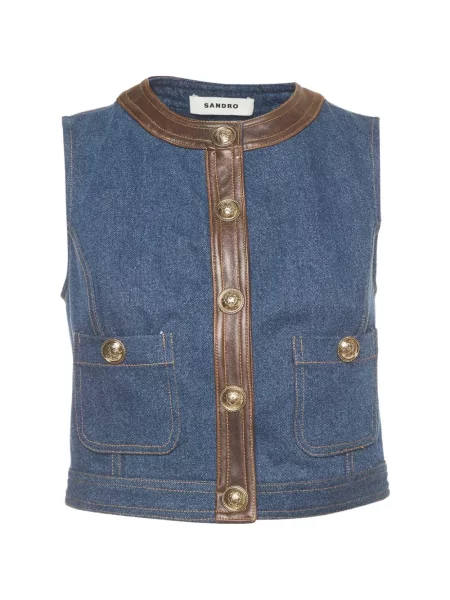 Top Sandro din piele albastru