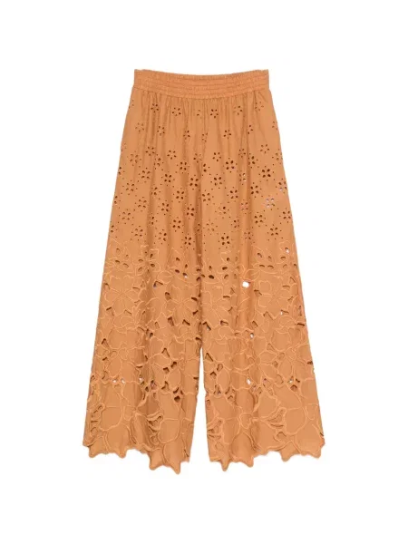 Pantaloni Ermanno Scervino cu broderie cu model floral maro