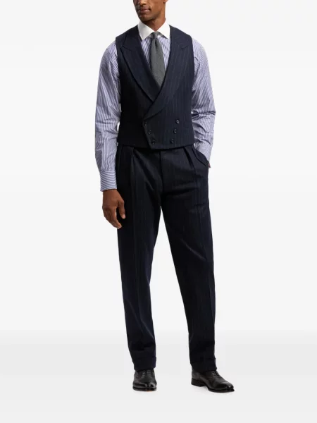 Vlněná dvouřadá vesta Ralph Lauren Purple Label modrá