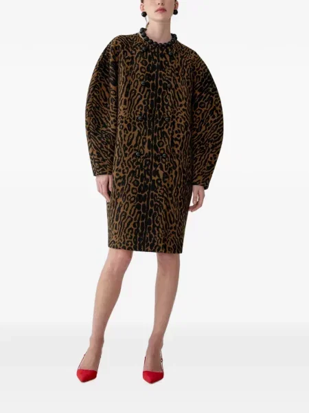 Palton Carolina Herrera cu model leopard din jacard maro