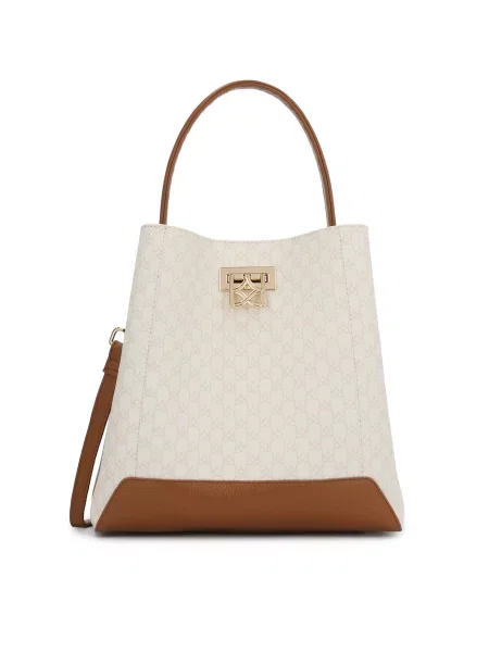 Kazar Ročna torbica svetlo bež / rjava / off-bela bela