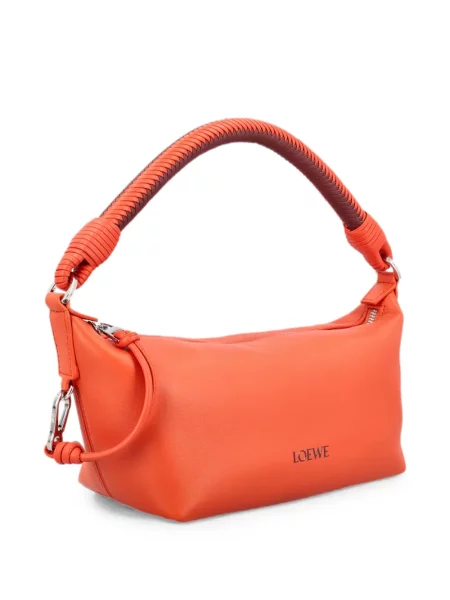 Kožna shopper torbica Loewe upletena narančasta