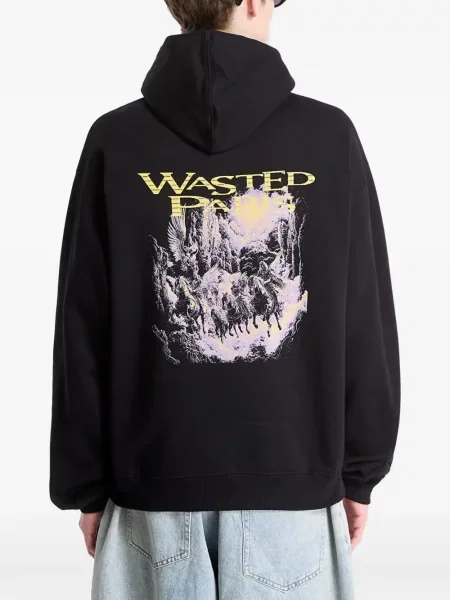 Kapucnis melegítő felső Wasted nyomtatás fekete
