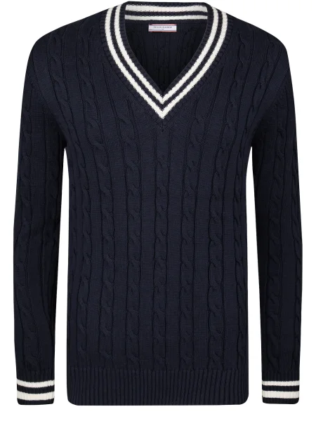 Felix Hardy Pulover bleumarin alb