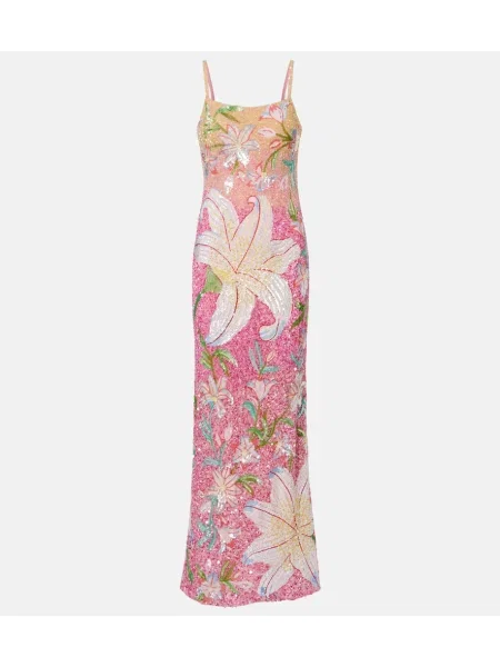 Rochie La Fuori cu model floral roz