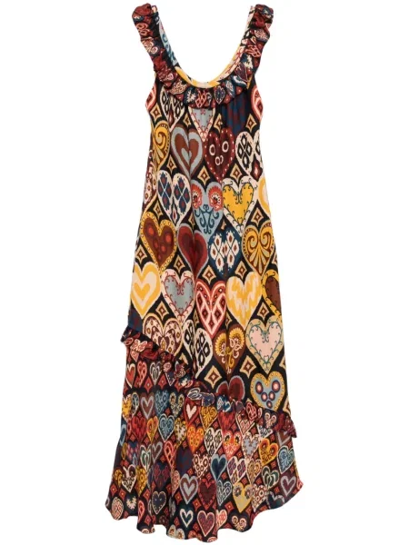 Maksi sukienka maxi Farm Rio w serca garniturowa czerwona