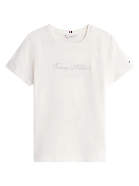 Tommy Hilfiger Tričko Script Écru čierna