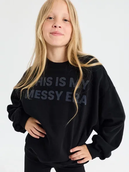 Sinsay Crewneck mikina s nápisem černá