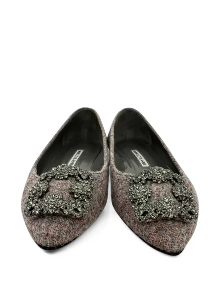 Сандали Manolo Blahnik без ток от туид сиво