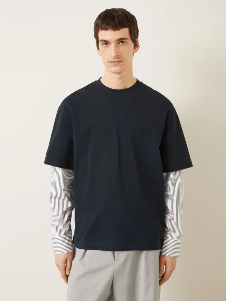 Jil Sander Koszulka Z Długim Rękawem Z Mieszanki Materiałów blau biały