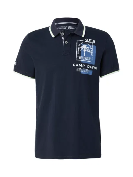 CAMP DAVID Tricou albastru marin / safir alb